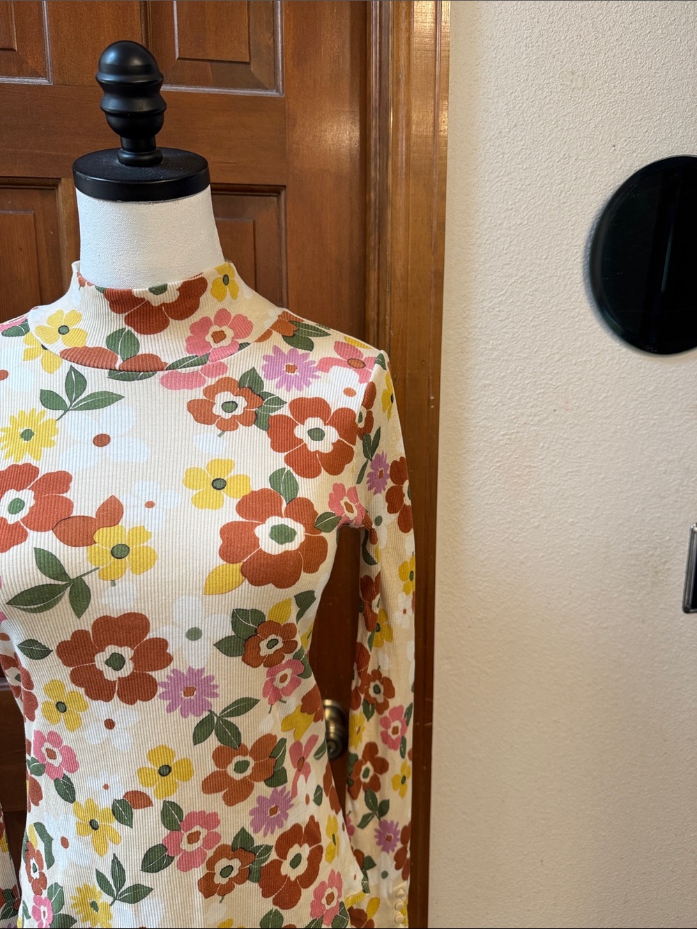 Sezane Floral Mock-Neck Long Sleeve Top Size L - Picture 5 of 11